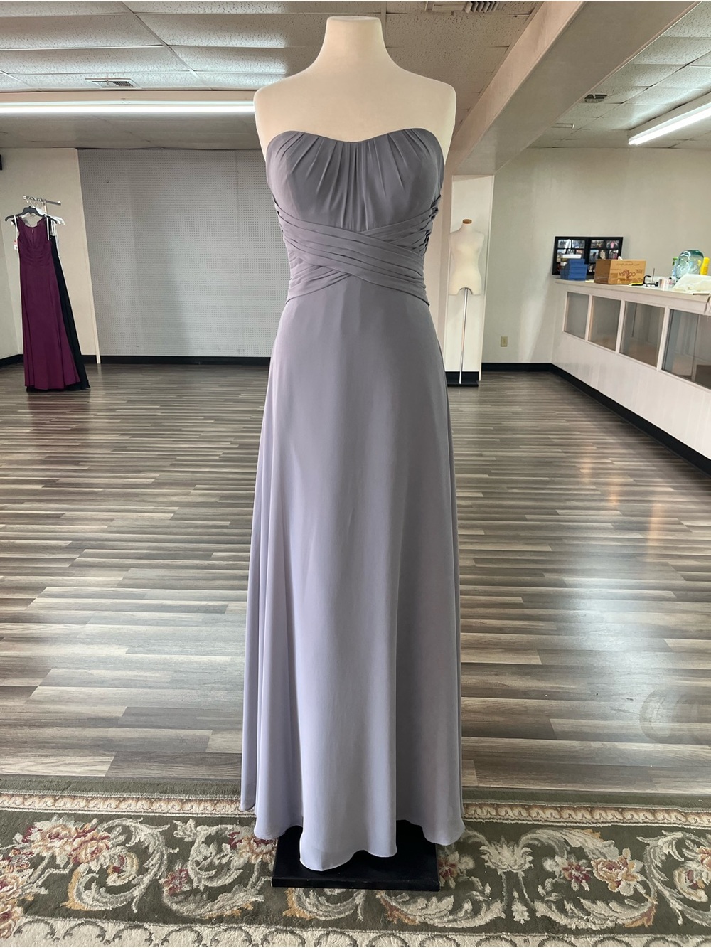 David Tutera Strapless Shadow Gray A-Line Evening Gown